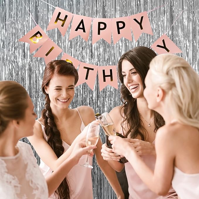 5 Pack Foil Curtain Backdrop Silver Metallic Tinsel Foil Fringe