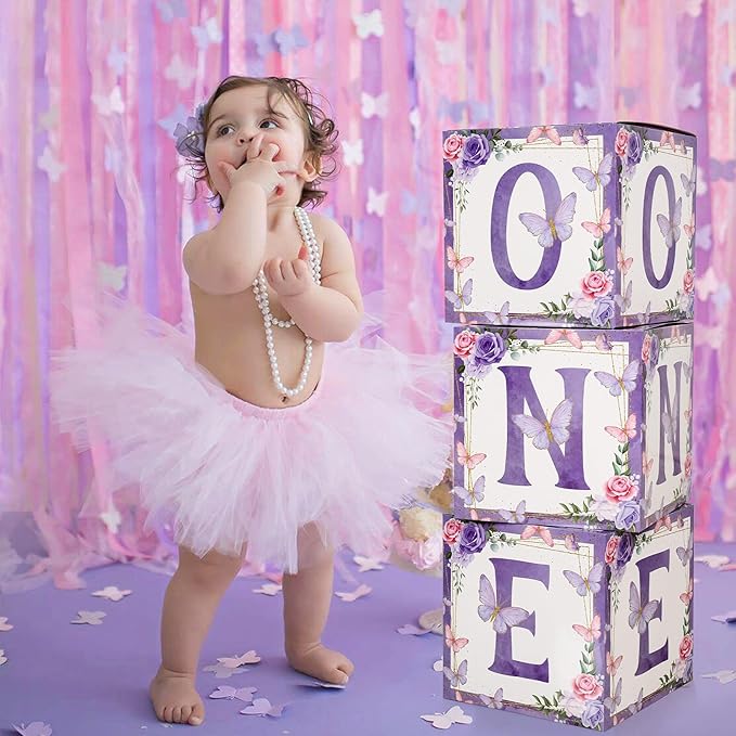 Butterfly First Birthday Decorations for Girl Purple Butterfly