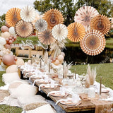 SUNBEAUTY 11 PCS Paper Fans Decorations Brown Party Decorations