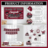 Graduation Decorations 2026 Maroon Graduation Party Decor Set include