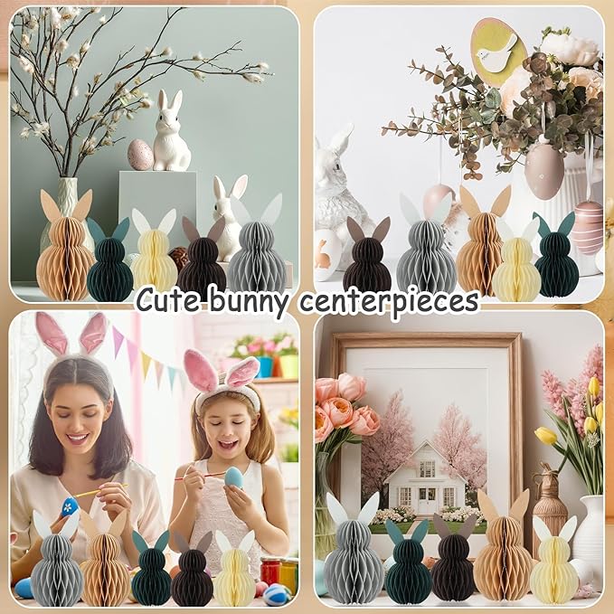 5Pcs Easter Bunny Honeycomb Centerpiece Easter Party Table