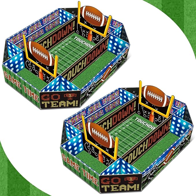 2 Pcs Football Food Serving Tray Football Party Supplies Kits Large