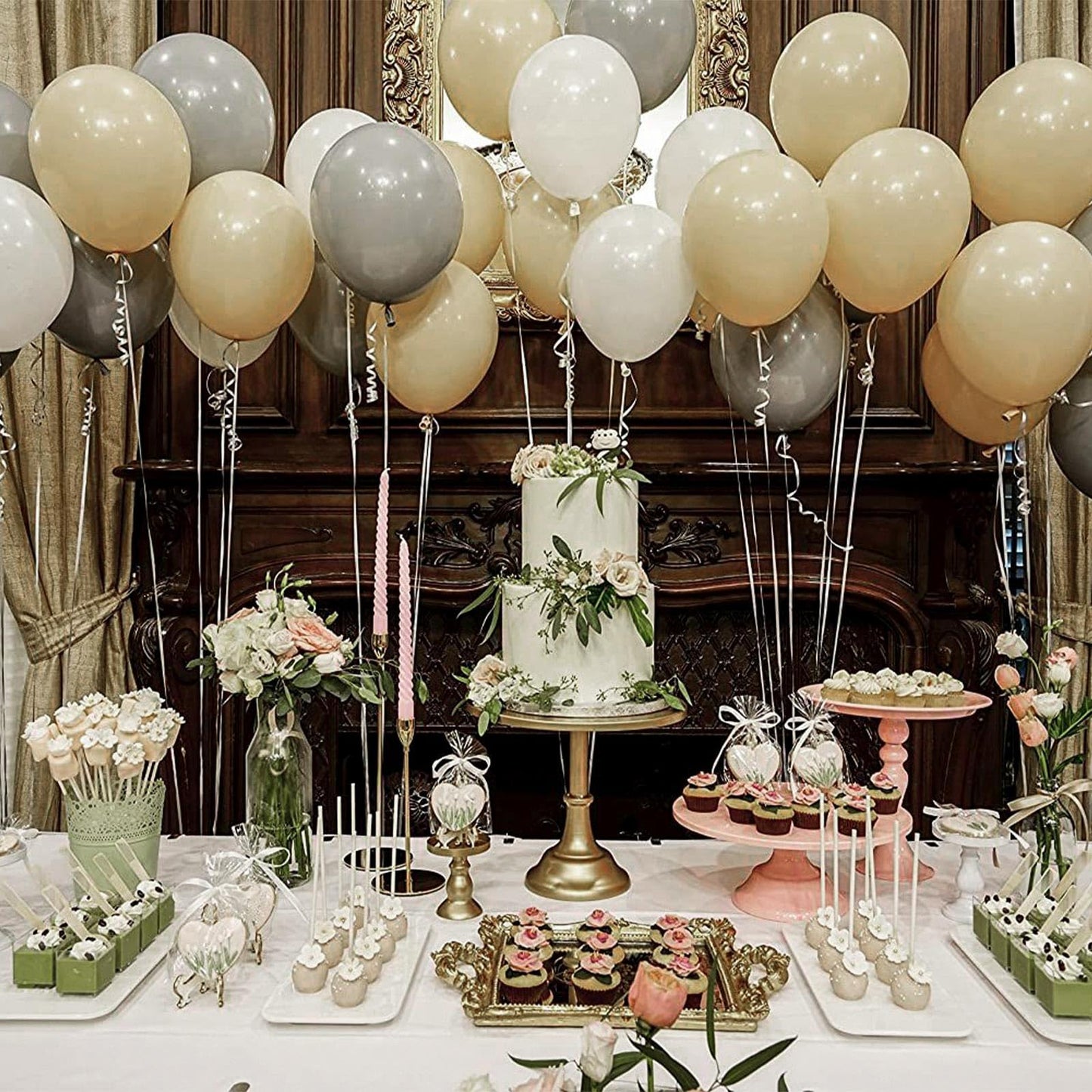 PartyWoo Neutral Balloon Arch Kit Garland 140pcs Different Sizes of 18