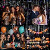 4 Packs Black Foil Fringe Curtain, Glitter Metallic Tinsel Backdrop