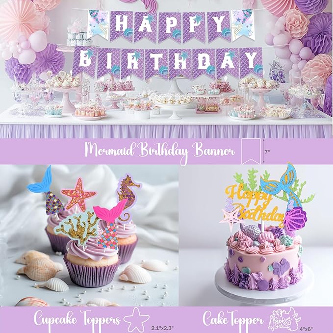 Mermaid Birthday Decorations Mermaid Party Decorations Purple Teal