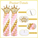Princess Party Balloon Column Stand Kit 2 Sets 2 Crown Foil Balloons