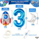Big Outer Space 3 Year Old Birthday Balloons - Pack of 8 | 3