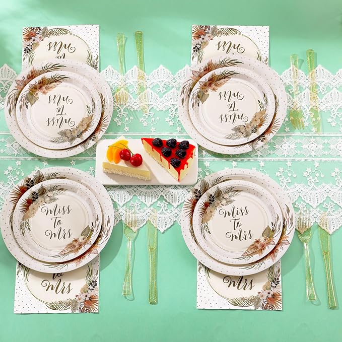 Boho Bridal Shower Decorations 168Pcs Bridal Shower Plates and