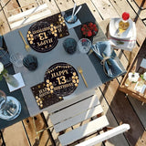 96PCS 13th Birthday Party Plates Set Black and Gold Theme Decorations