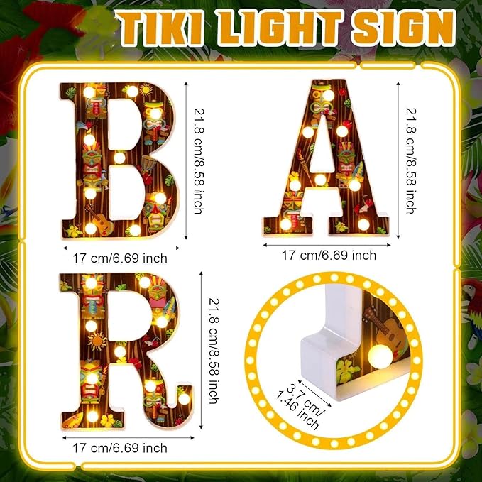 8.6 X6.7 x 1.5 Inch Tiki Bar Sign Tiki Party Table Decorations