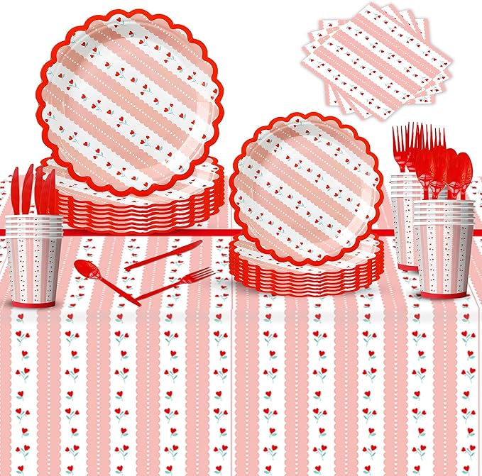 175 Pcs Valentine's Day Party Decorations Valentines Day Plates and
