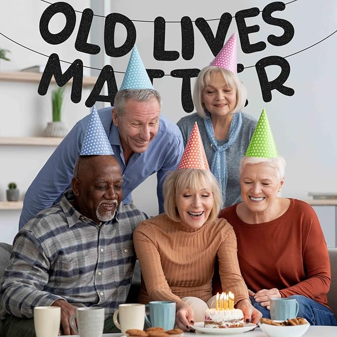 Pre Strung Old Lives Matter Banner 9.84 ft Funny Birthday Glitter