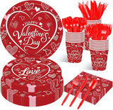 175 Pcs Valentine's Day Tableware Set Serves 25 Heart and Love