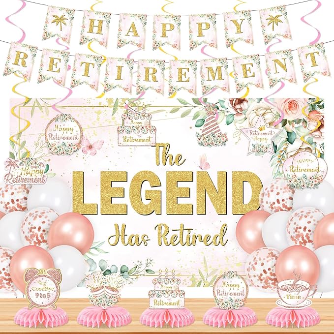 Pink Floral Retirement Party Decorations The Legend Has Retired