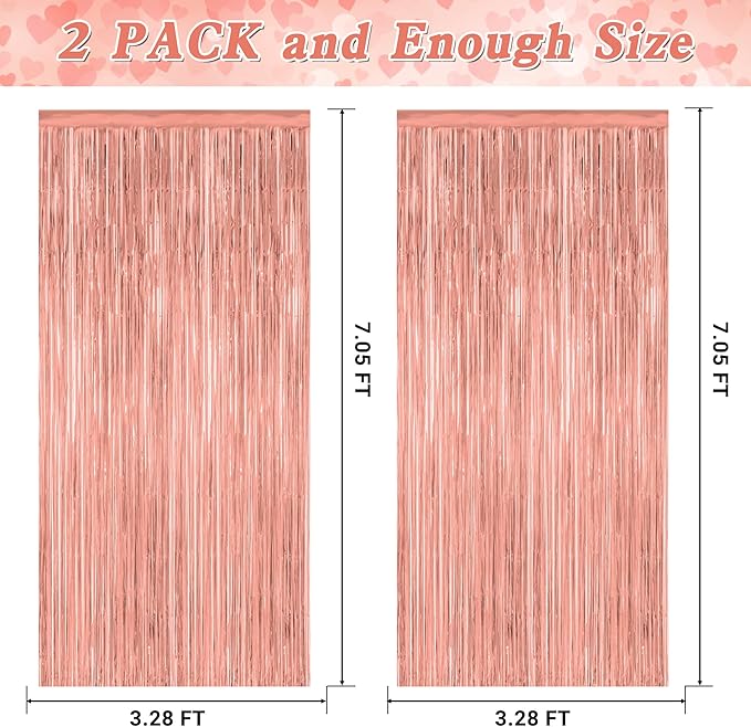 ZATAYE 2 Pack Rose Gold Decorations, 3.28 FT x 7.05 FT Rose Gold