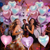 Pink Purple Iridescent Heart Balloons, 12 Pcs Light Pastel Pink