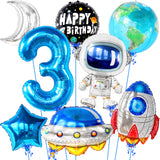 KatchOn, Big Outer Space 3 Year Old Birthday Balloons - Pack of 8 | 3