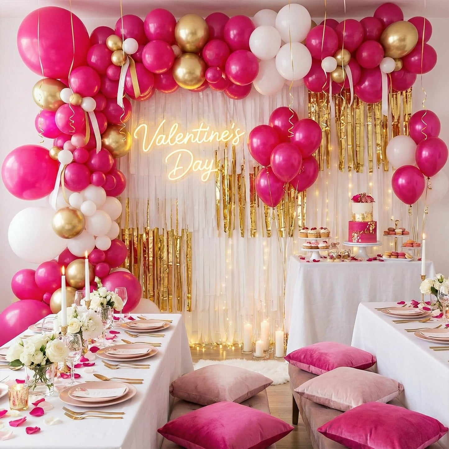 LovesTown 150 PCS Hot Pink Balloons Different Size of 18 12 10 5 Inch