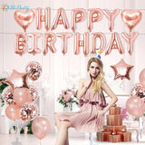 52 Pcs Rose Gold Birthday Decorations Rose Gold Balloons Happy