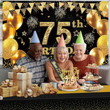 75th Birthday Decorations Men Women with 75th Birthday Banner Black
