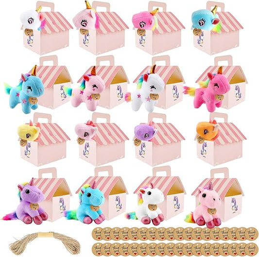 133 Pcs Unicorn Party Favors Include 16 Mini Plush Unicorn Keychains