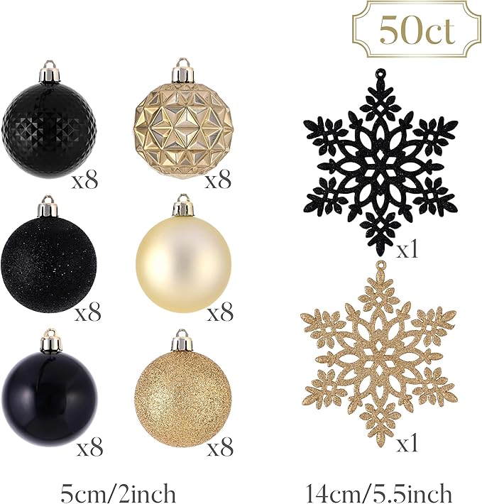 Valery Madelyn Christmas Tree Decorations Ornament Set, 50ct 2 Inches