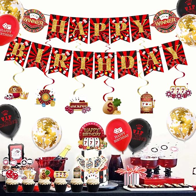 Casino Theme Party Decorations for Men Women Las Vegas Party