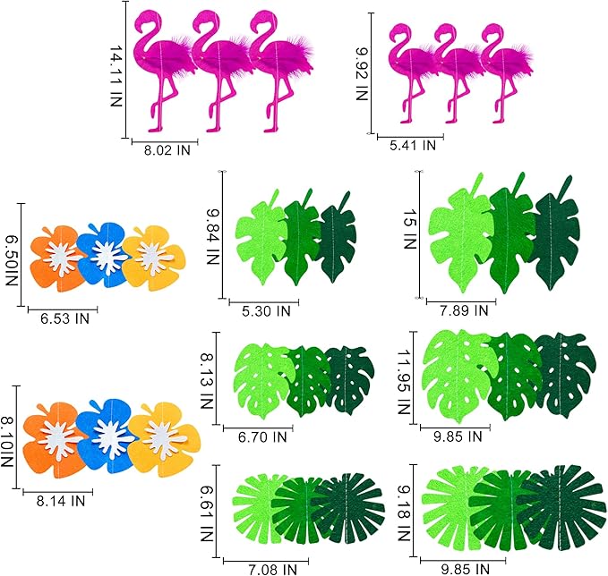 Summer Party Decorations 3D Flamingo Tropical Palm Leaves Flower