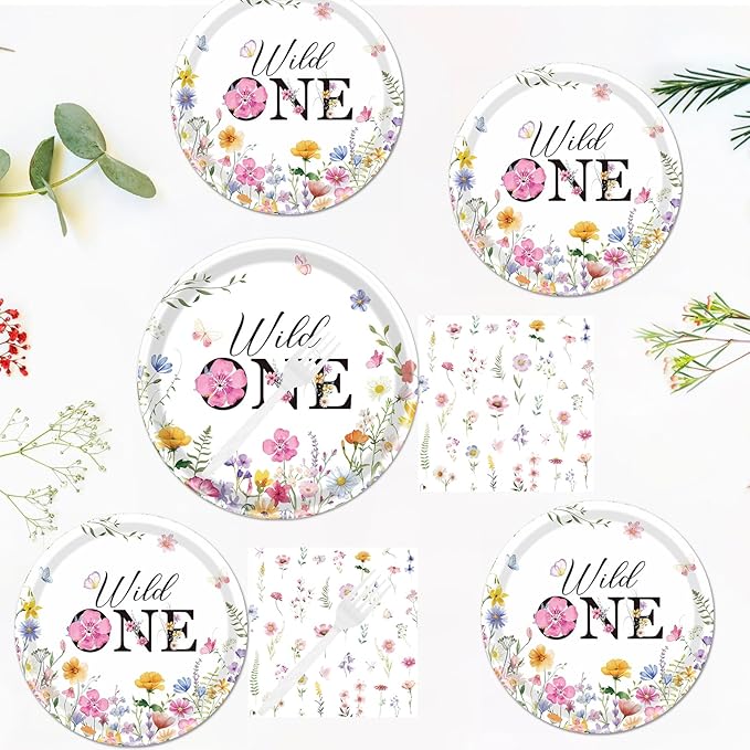 Wildflower 1st Birthday Decorations Supplies 96PCS Flower Wildflower