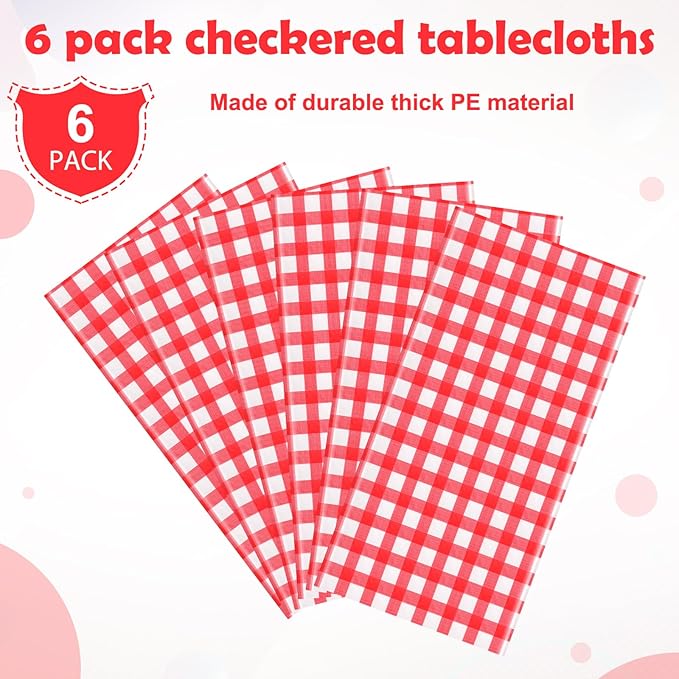 6pcs 54X108inch Red Checkered Tablecloth,Red Gingham Tablecloths