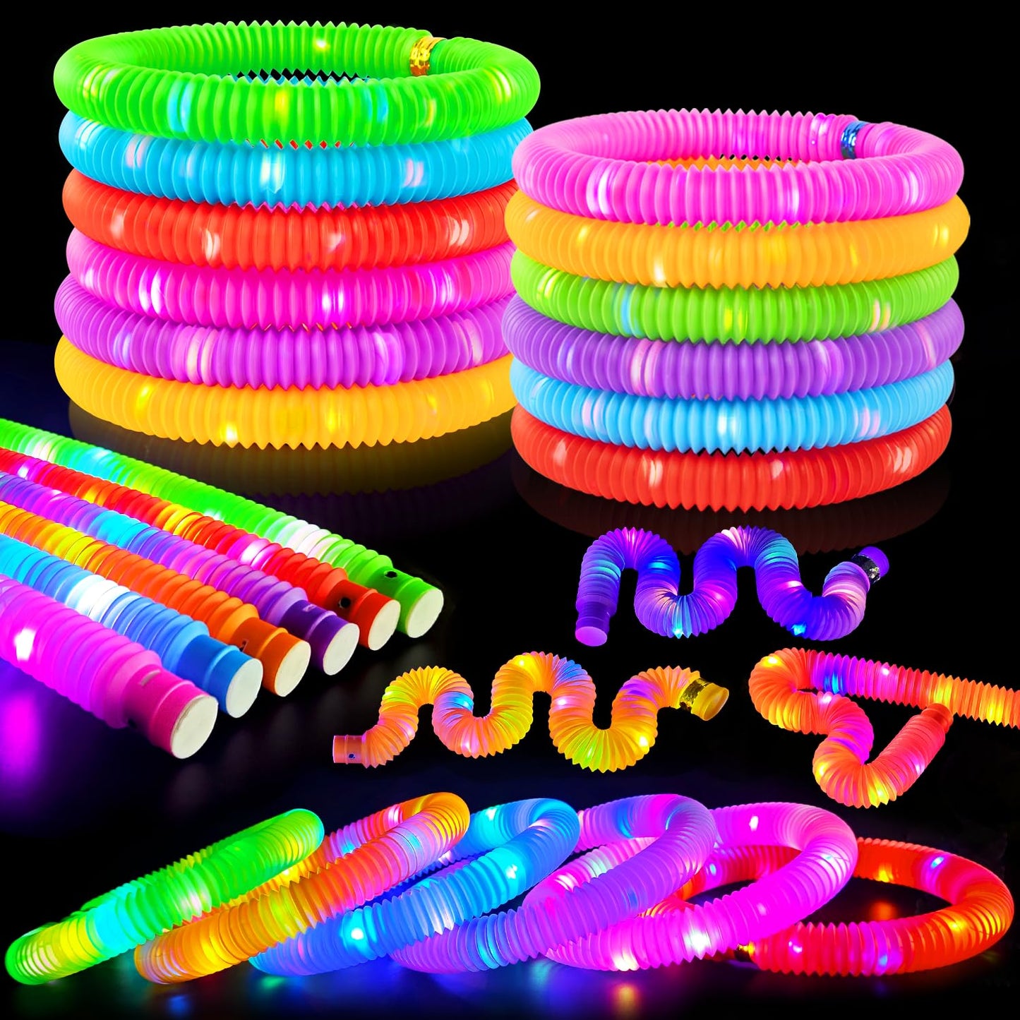 24 PCS Light Up Party Favor Supplies for Kids 4-8-12,Bulk Glow Stick