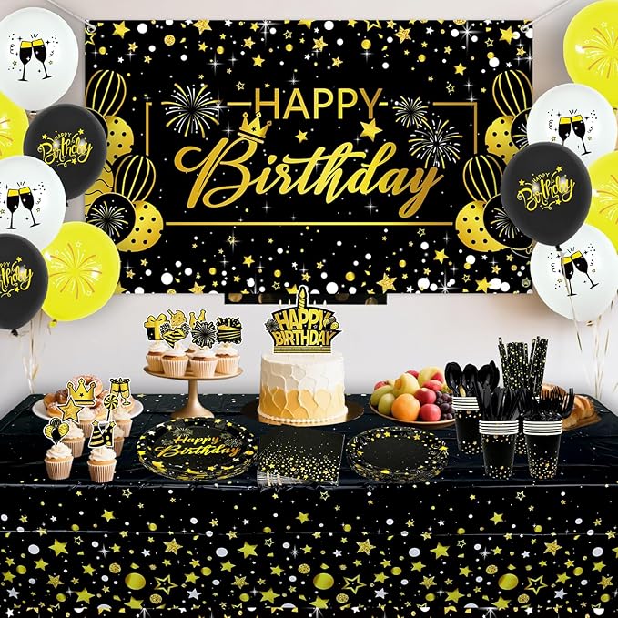 Black Gold Birthday Party Decorations Black and Gold Party Supplies