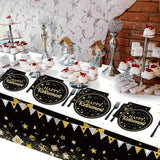 24 Guests Happy Retirement Party Supplies Black Gold Retirement