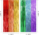 2 Pack Rainbow Backdrop Party Decorations Tinsel Curtain Party