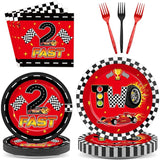 96 Pcs Race Car 2nd Birthday Party Supplies Hot Car Checkered