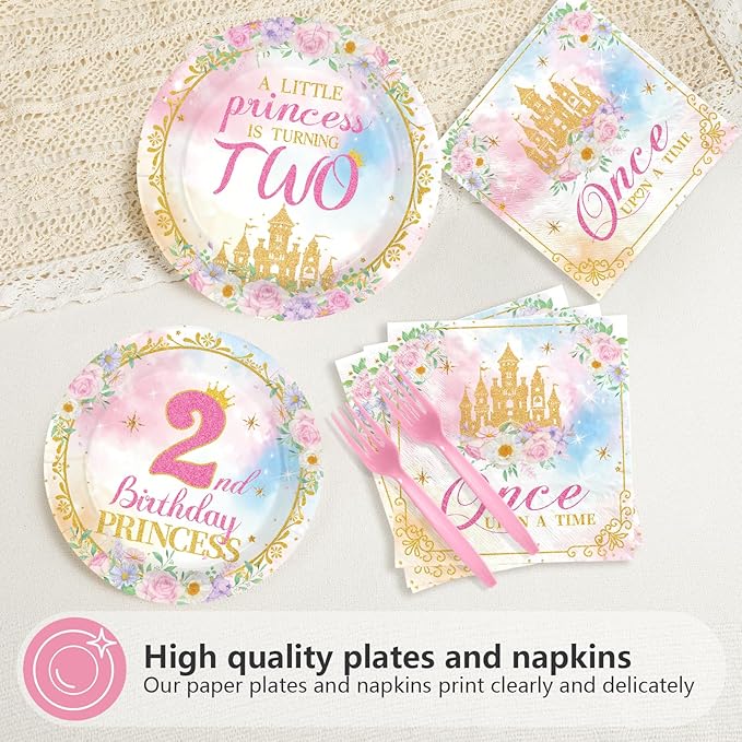 96Pcs Princess 2nd Birthday Party Decorations for Girls A Little