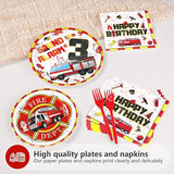 96Pcs Fire Truck 3rd Birthday Decorations Firefighter 3rd Birthday
