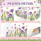 250 Pcs Tulip Floral Paper Plates and Napkins Spring Party Supplies