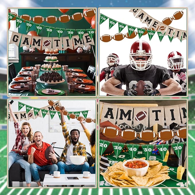 Game Time Football Burlap Banner Football Party Favors Decorations