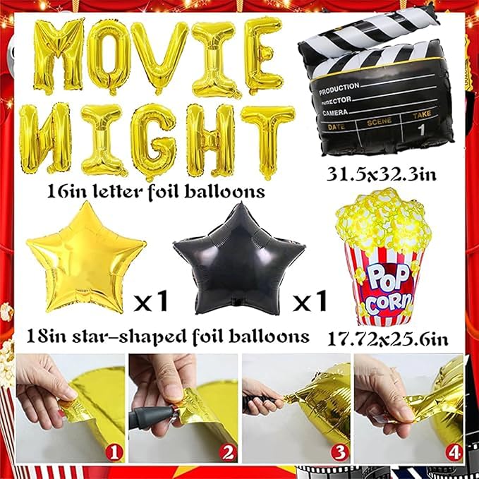 121pcs Movie Night Decorations Movie Theme Party Decorations Movie