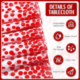 Breling 24 Pack White and Red Disposable Plastic Tablecloths and