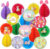 18 Pcs Easter Party Decoration Easter Honeycomb Decorations Hanging