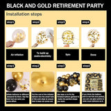 Happy Retirement Party Decorations Kit for Men Women Black Gold