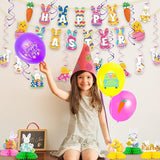 55PCS Easter Decorations HAPPY EASTER Banner 16PCS Easter Balloons