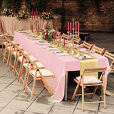 Breling 8 Pack Pink and Gold Disposable Plastic Tablecloths and Satin