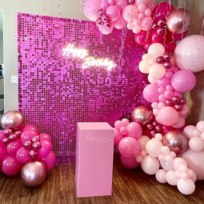 Pink Balloons Arch Kit, 160Pcs Hot Pink Balloon Garland Kit Metallic
