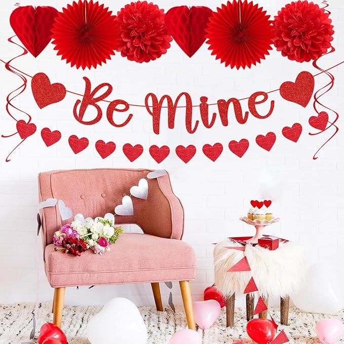 Valentines Day Decorations Red Heart Streamers Galentines Decor