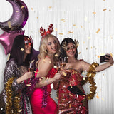 PIGETALE 2 Pack 3.2 ft x 8.2 ft White Tinsel Curtain Party Backdrop