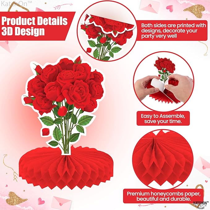Valentines Day Centerpiece for Table Pack of 9 Red Pink Valentines