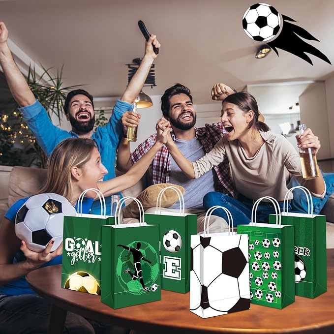 24 Pcs Soccer Party Favor Bags Soccer Goodie Gift Paper Bags with